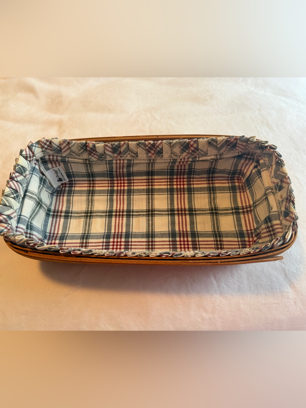 Longaberger bread basket with plaid liner